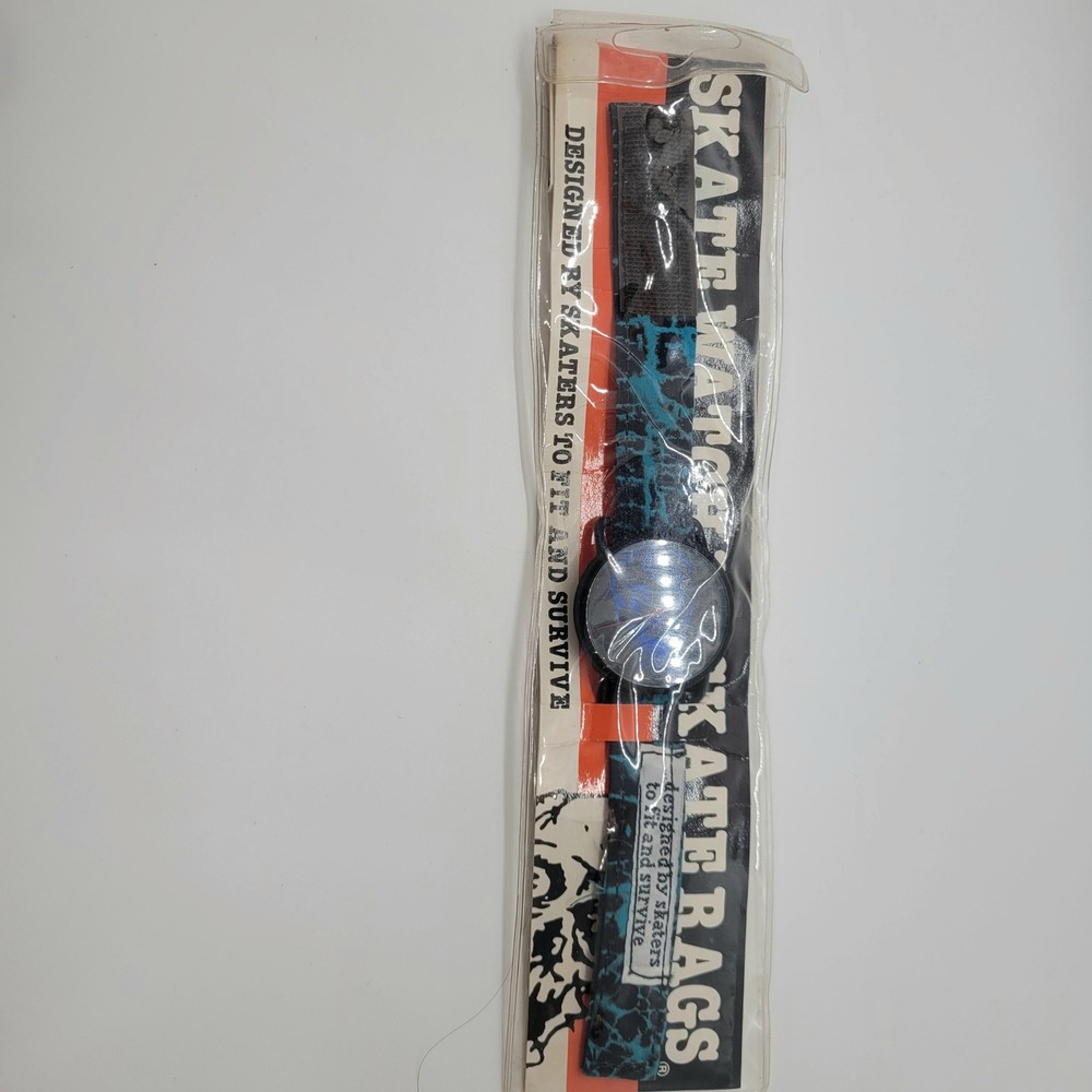 Vintage Skate Rags Skull Watch Blue Black Crackle Strap Santa Ana CA Skate